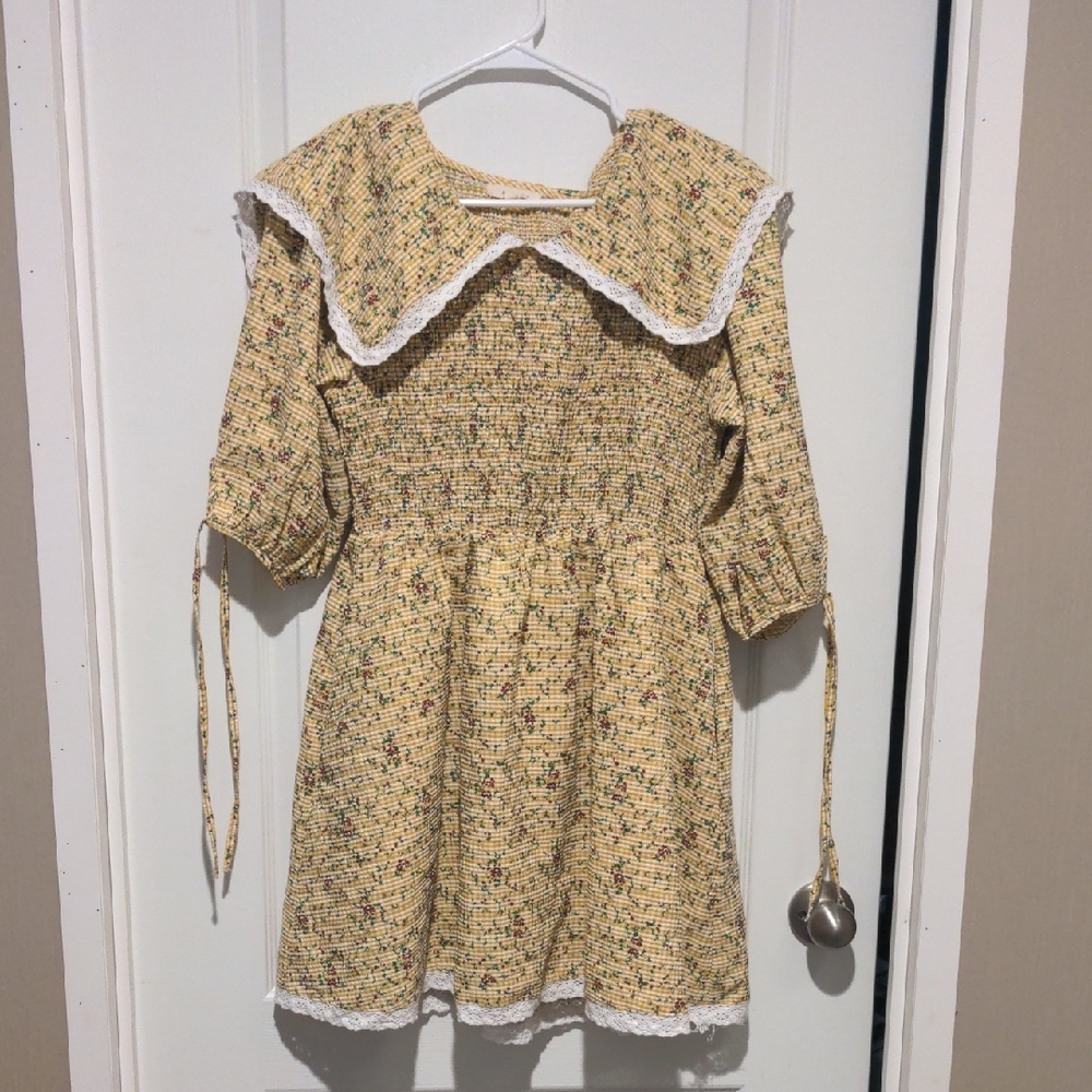 Just Me Yellow Dress with Lace Details